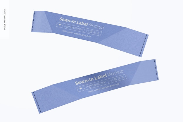 sewn-in labels mockup, floating