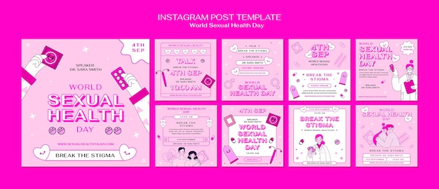 PSD design del modello di post instagram di salute sessuale