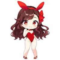 PSD sexy bunny girl on red swimwear