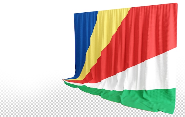 PSD tenda con bandiera delle seychelles in rendering 3d chiamata bandiera delle seychelles