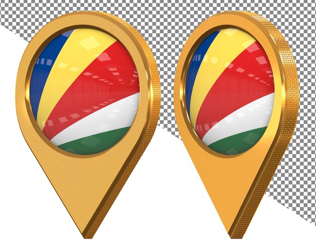 Seychelles location icon flag isolated with different angled 3d rendering