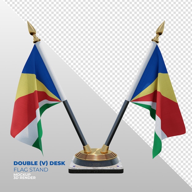 Seychelles realistic 3d textured double desk flag stand for composition