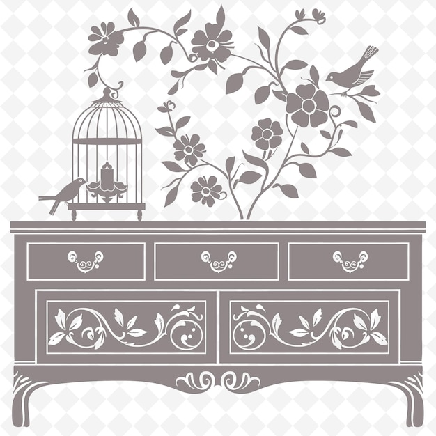 Shabby chic style телевизорный стенд с цветочным дизайном и иллюстрацией b коллекция декоративных мотивов