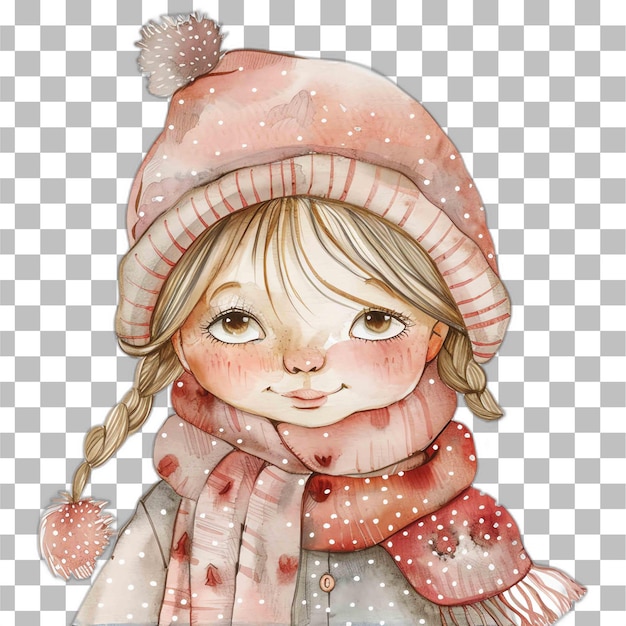 PSD shabby chic winter girl portrait watercolor nursery