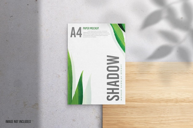 PSD shadow mockup overlay with white paper and gray textured background vol 34