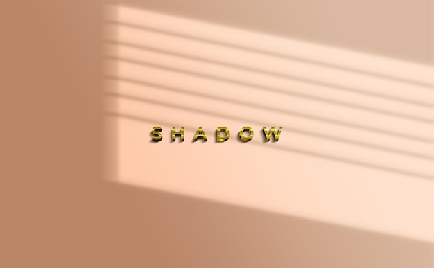 Modello di mockup con sovrapposizione di ombre con testo oro