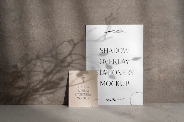 PSD shadow overlay stationery mockup