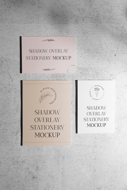 Shadow overlay stationery mockup