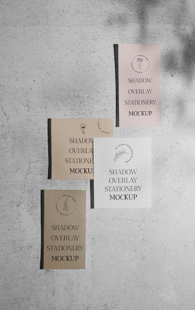 Shadow overlay stationery mockup