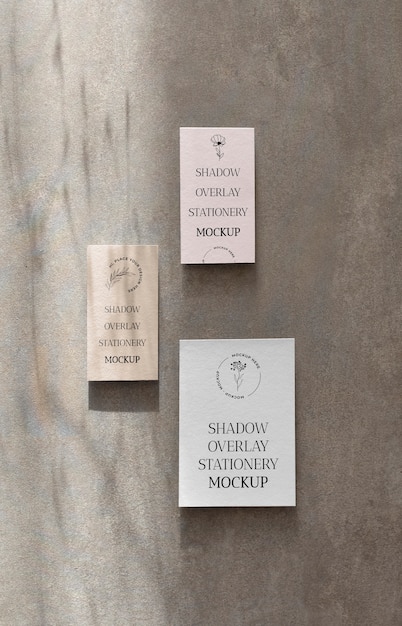 Shadow overlay stationery mockup