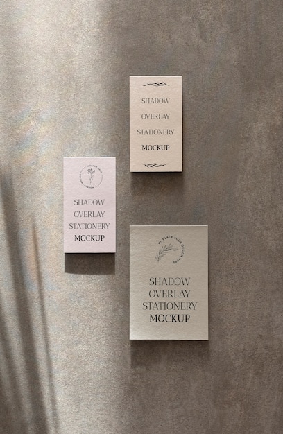 Shadow overlay stationery mockup