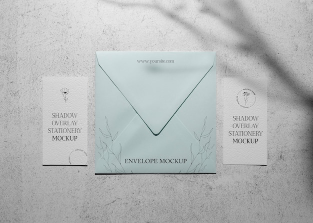 Shadow overlay stationery mockup