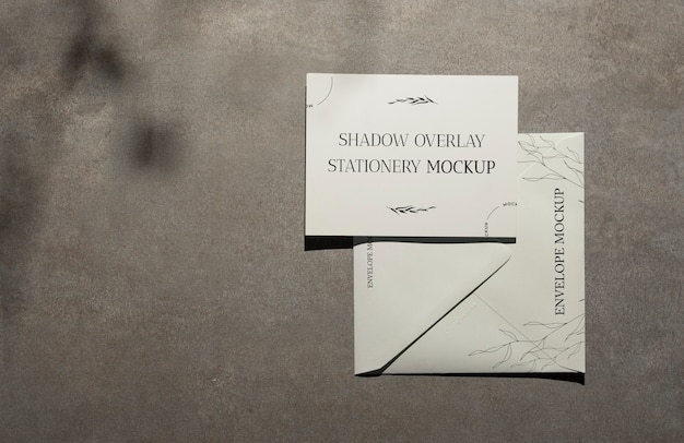 Shadow overlay stationery mockup