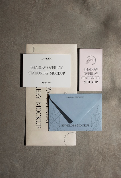 shadow overlay stationery mockup