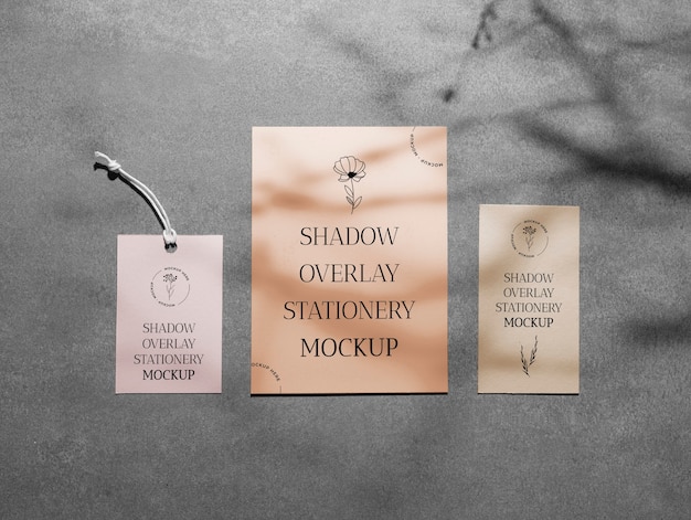 PSD shadow overlay stationery mockup