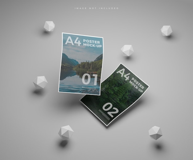 PSD mockup di poster a4 ombreggiato