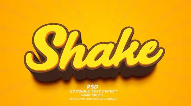 シェイク 3d 編集可能なテキスト効果 photoshop psd テンプレート