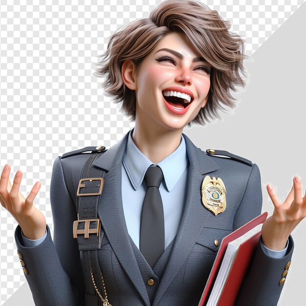 PSD shaking stylish beauty queen with a smiling face and uniform isolated on transparent background