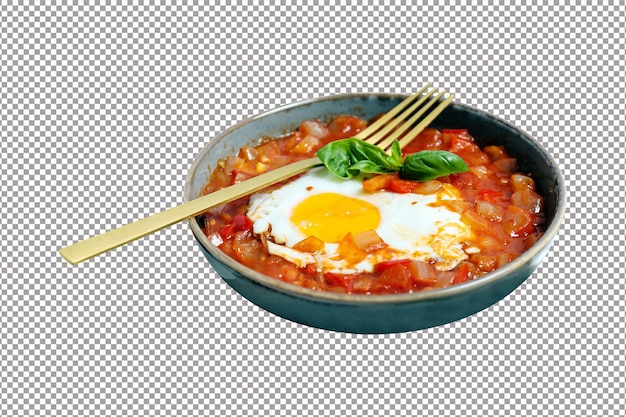 색 배경 에 있는 포크 수건 과 재료 들 을 담은 그 에 있는 샤크슈카