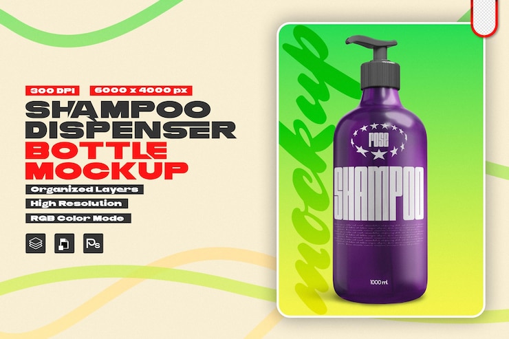 PSD shampoo dispenser bottle psd mockup
