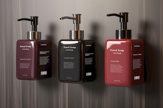 PSD shampoo geplaatst op de muur mockup