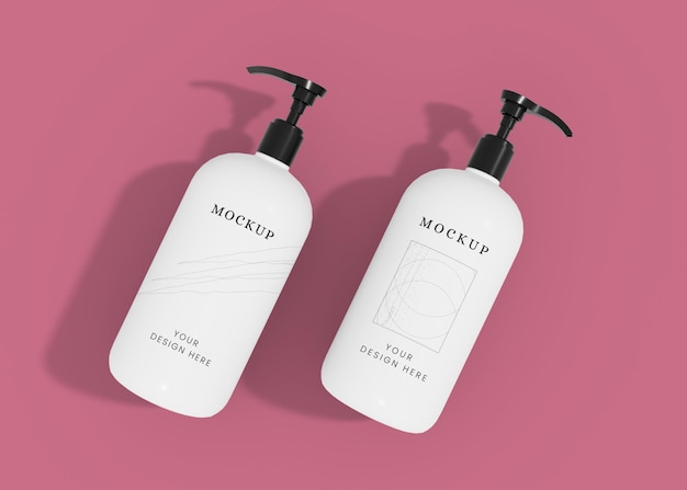 Mockup di bottiglia di shampoo e lozione