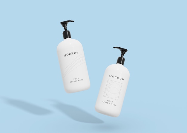 Mockup di bottiglia di shampoo e lozione