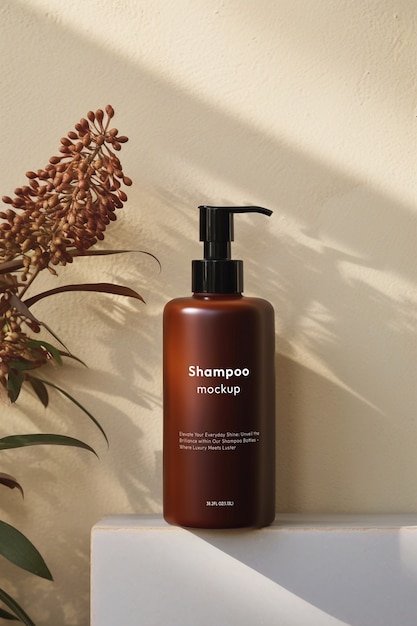 PSD shampoo placed on the wall mockup