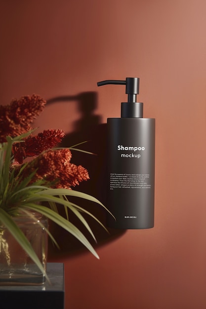 PSD shampoo placed on the wall mockup