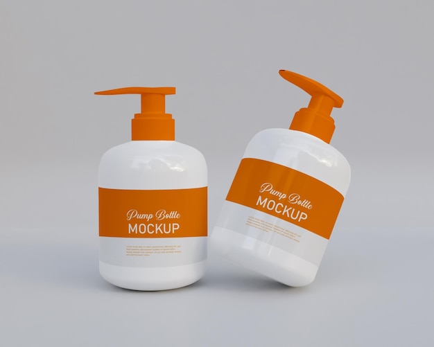 PSD shampoo pompfles mockup 3d