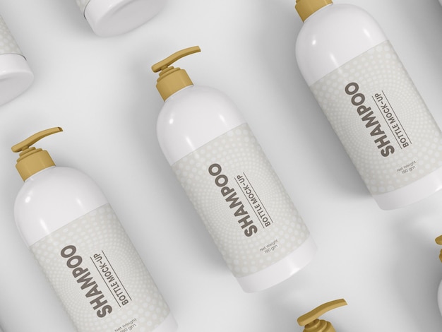 PSD shampoo pump bottle packaging mockup