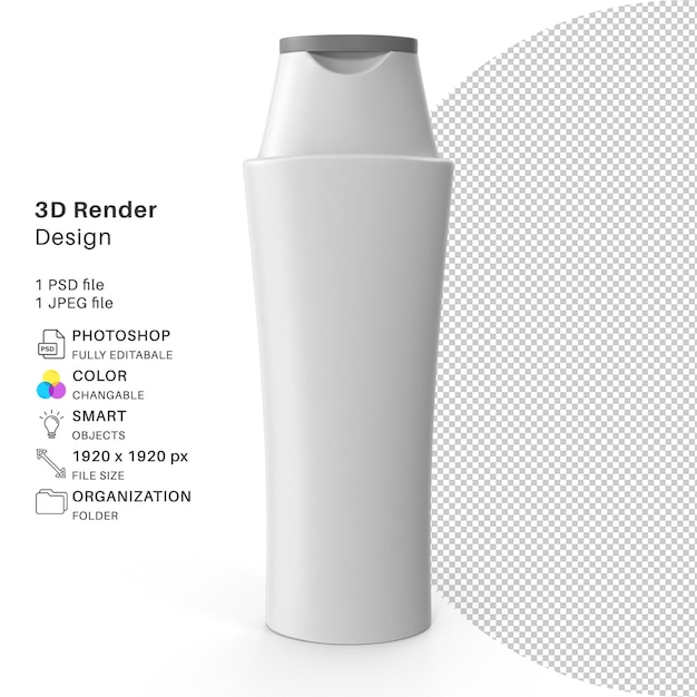 Shampoofles 3D-modellering PSD-bestand Realistische fles