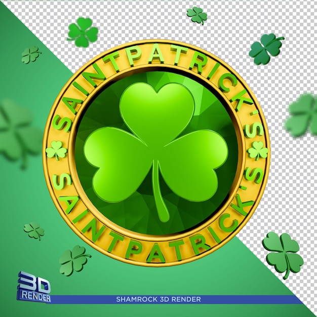 PSD shamrock icon saint patricks day 3d render isolated