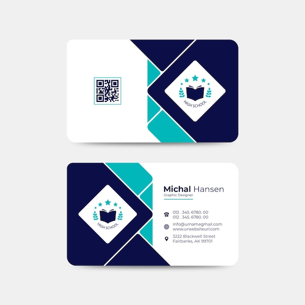 PSD shape design school business card template