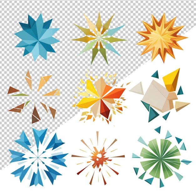 Shape explosion broken and shattered flat style on transparent background