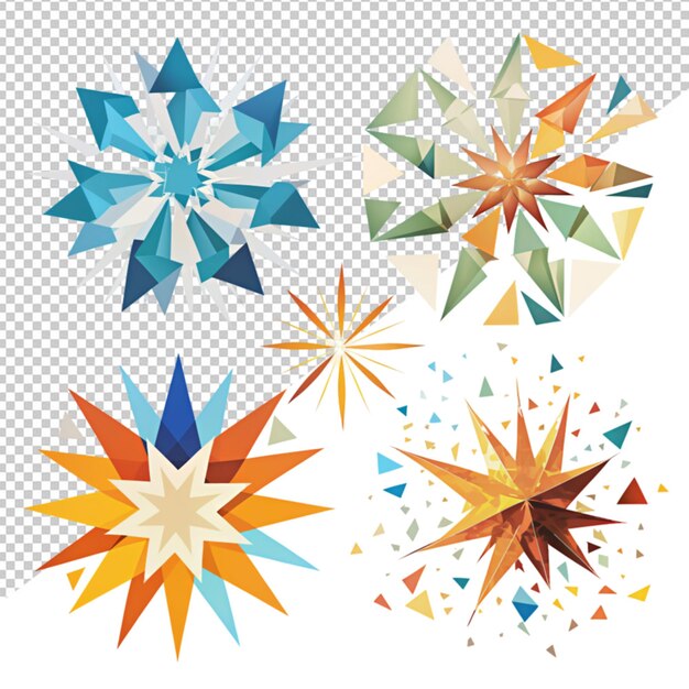 PSD shape explosion broken and shattered flat style on transparent background