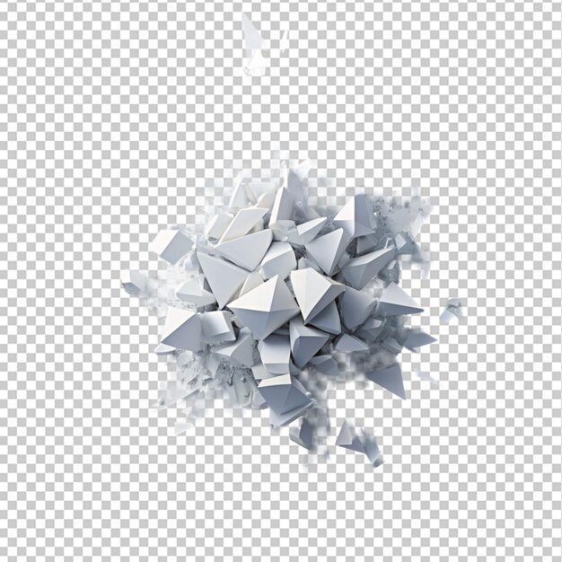 PSD shape explosion broken and shattered flat style on transparent background