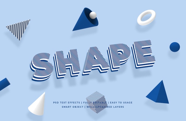 Shape geometric shape 3d text style effect mockup