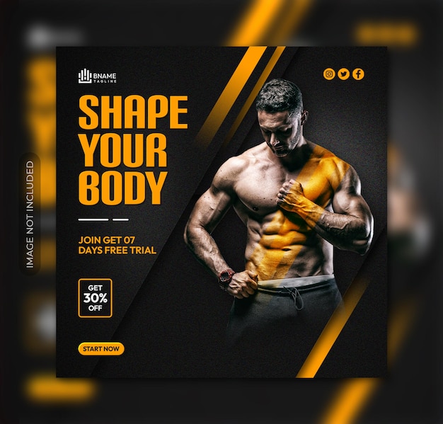 Shape your body square flyer or instagram social media post template
