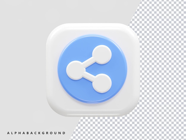 Icona condividi vettore di rendering 3d trasparente