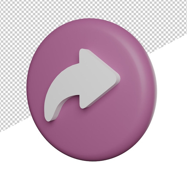 Share social media element purple side view 3d illustration rendering icon transparent background