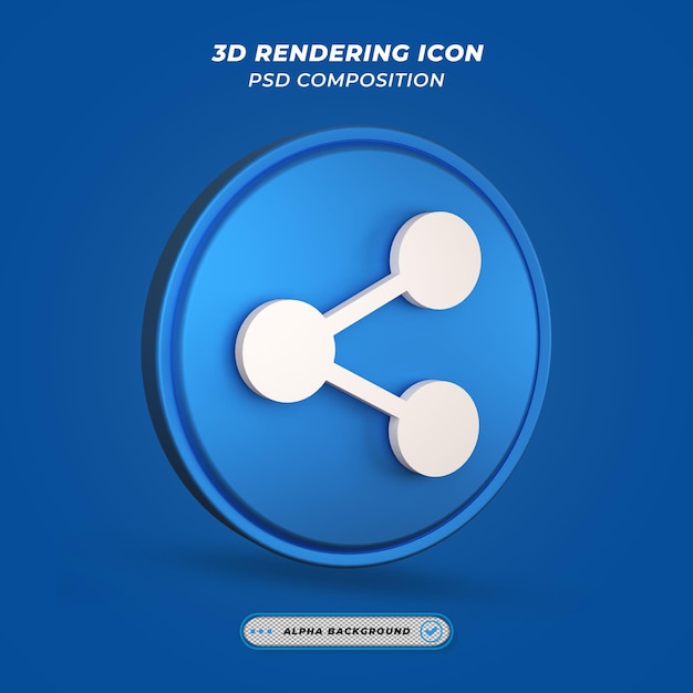 PSD share symbol icon in 3d rendering