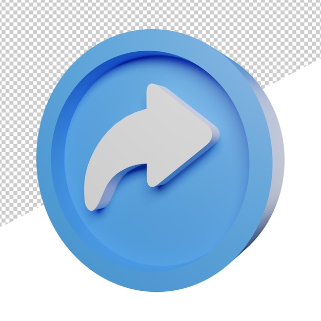 Share symbol on social media 3d rendering illustration icon side view transparent background