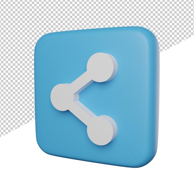 Share tools square side view 3d illustration rendering icon transparent background