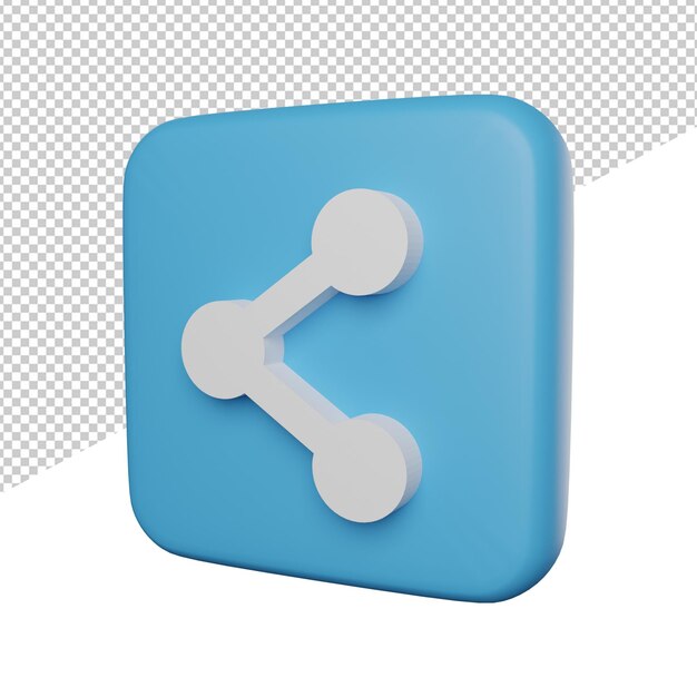 PSD share tools square side view 3d illustration rendering icon transparent background