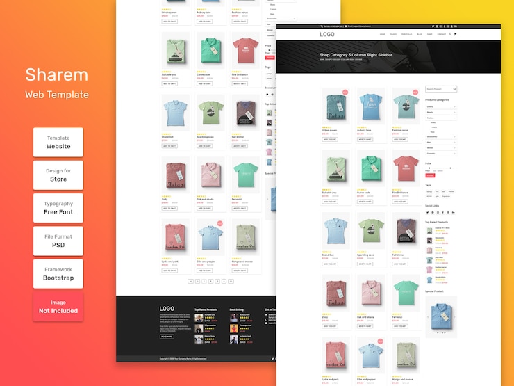 PSD sharem fashion store category product page web template