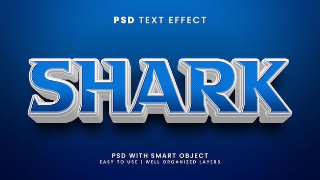 Редактируемый текстовый эффект Shark 3d со стилем текста океана и моря