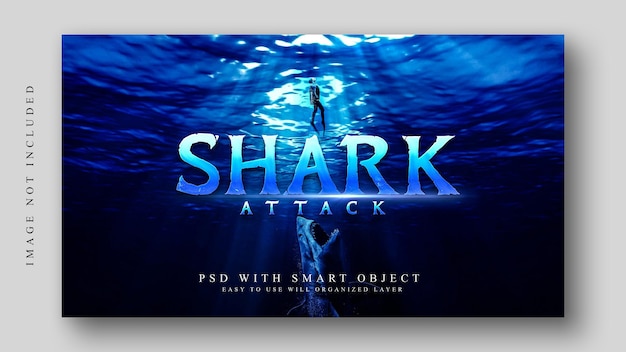 PSD shark attack cinematic title text effect