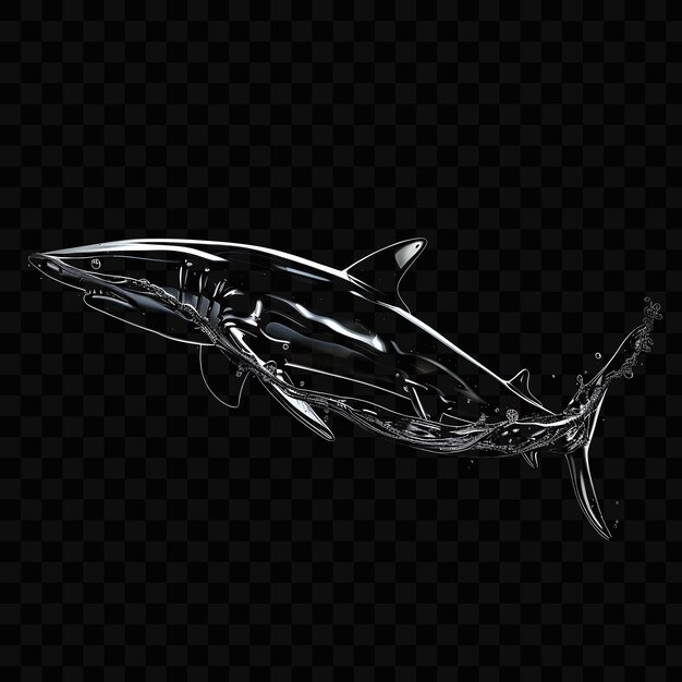 PSD a shark is shown on a black background with a white background