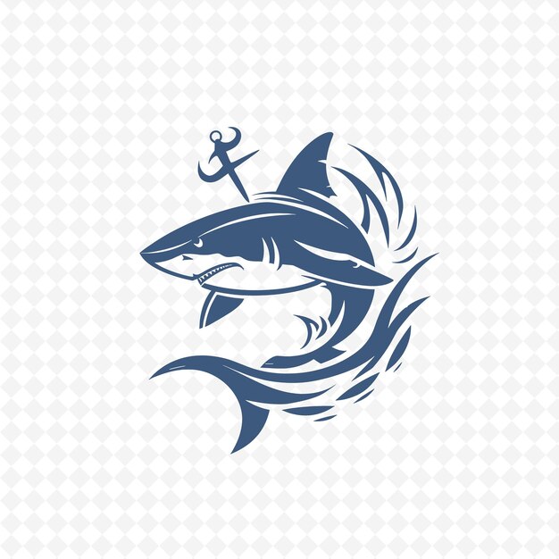 PSD a shark and a sailboat on a white background